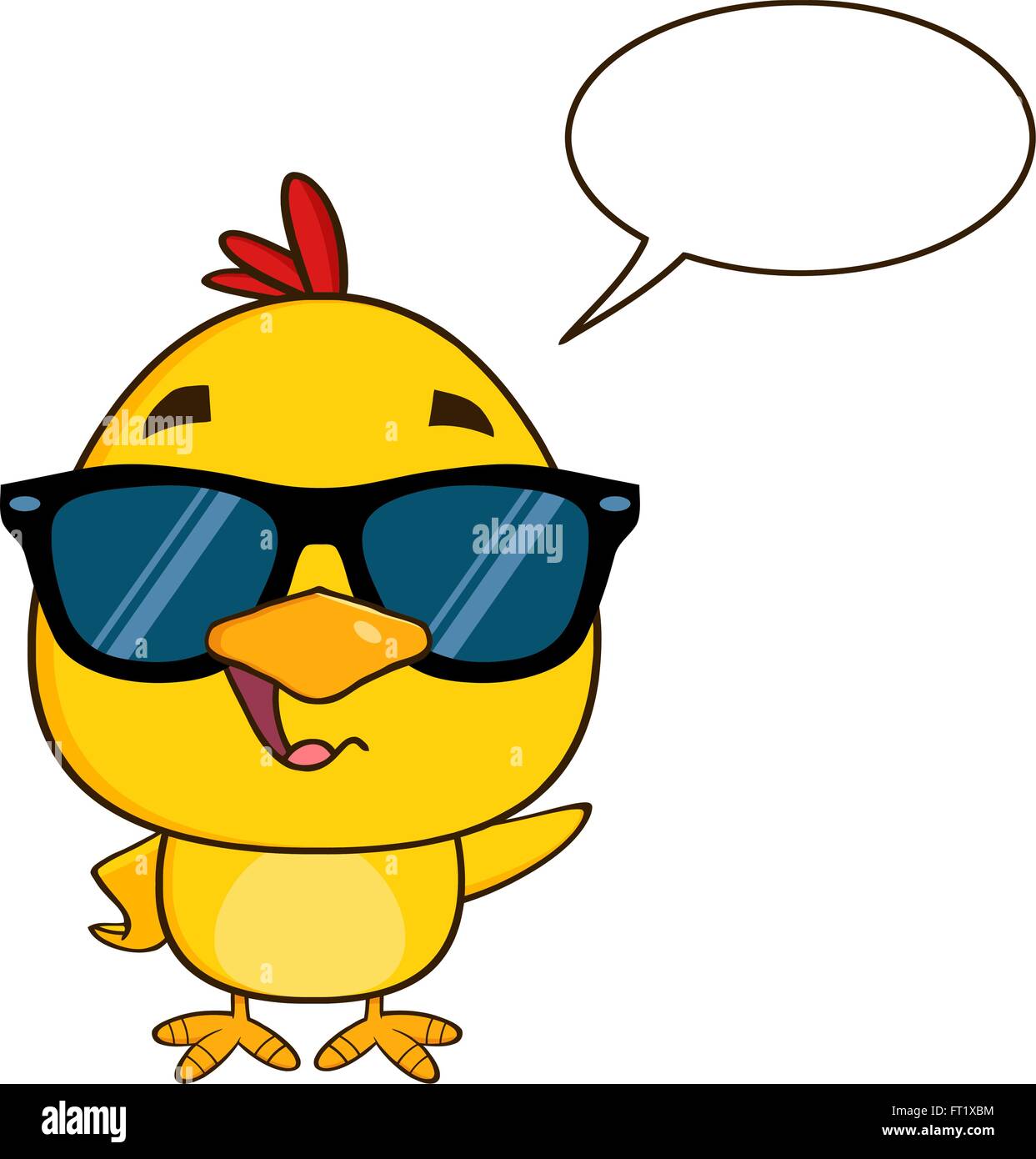 Cute Yellow Chick Cartoon Character Wearing Sunglasses, Talking And Waving  Stock Vector Image & Art - Alamy
