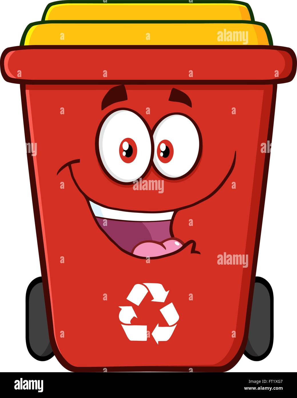 Happy Red Recycle Bin Cartoon Character Stock Vector Image & Art - Alamy