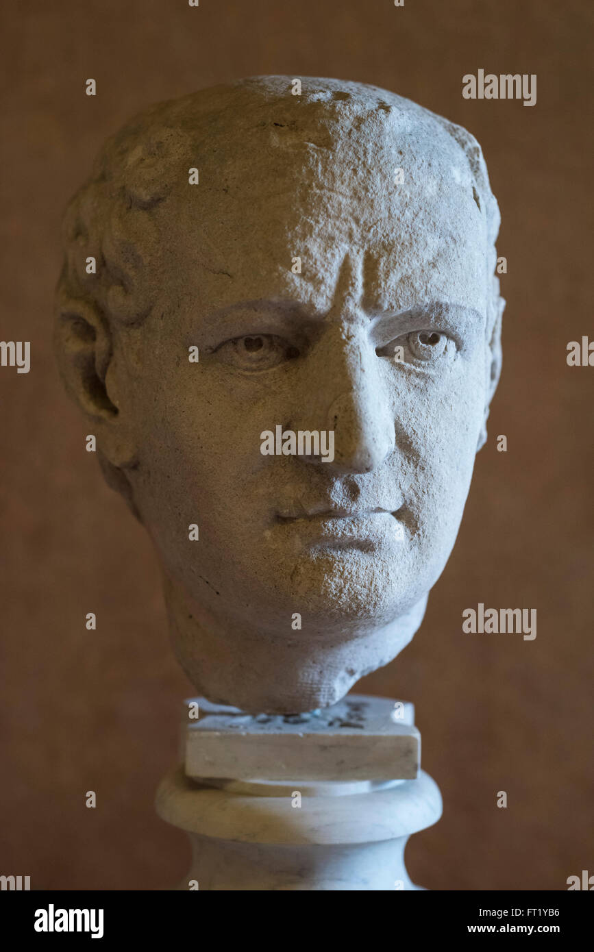 Rome. Italy. Portrait of Roman Emperor Vespasian. Palazzo Altemps. Museo Nazionale Romano. Stock Photo