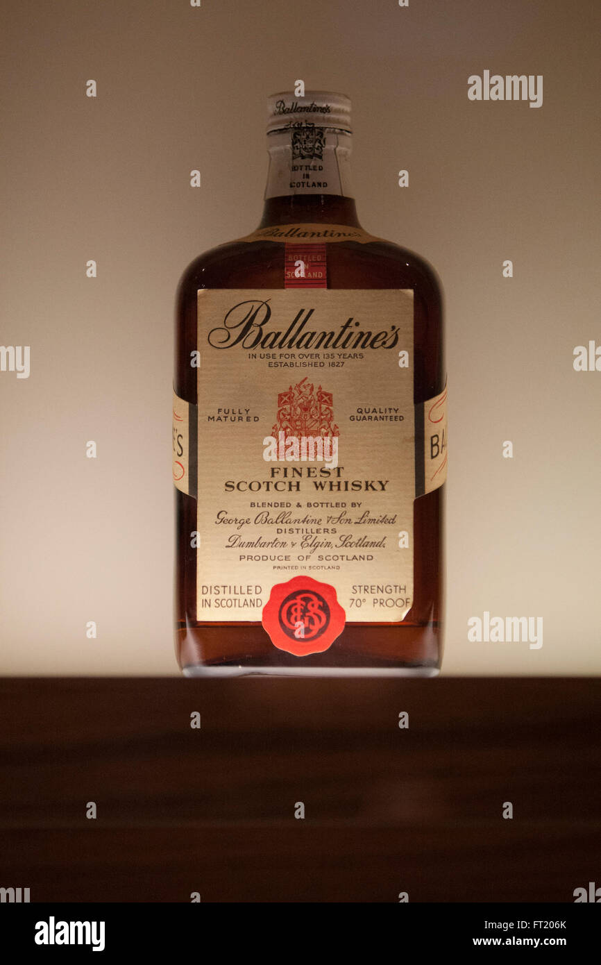 Ballantine's Finest Scotch Whisky at the Glenburgie Distillery in Scotland. This is a heritage bottle displayed Stock Photo