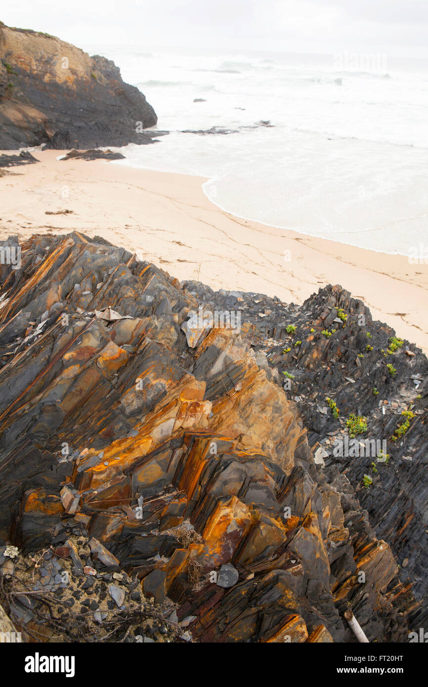 Image of wild Atlantic Ocean coast in Portugal. Stock Photo