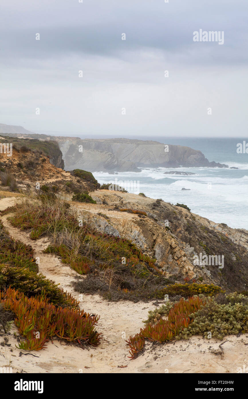 Image of wild Atlantic Ocean coast in Portugal. Stock Photo