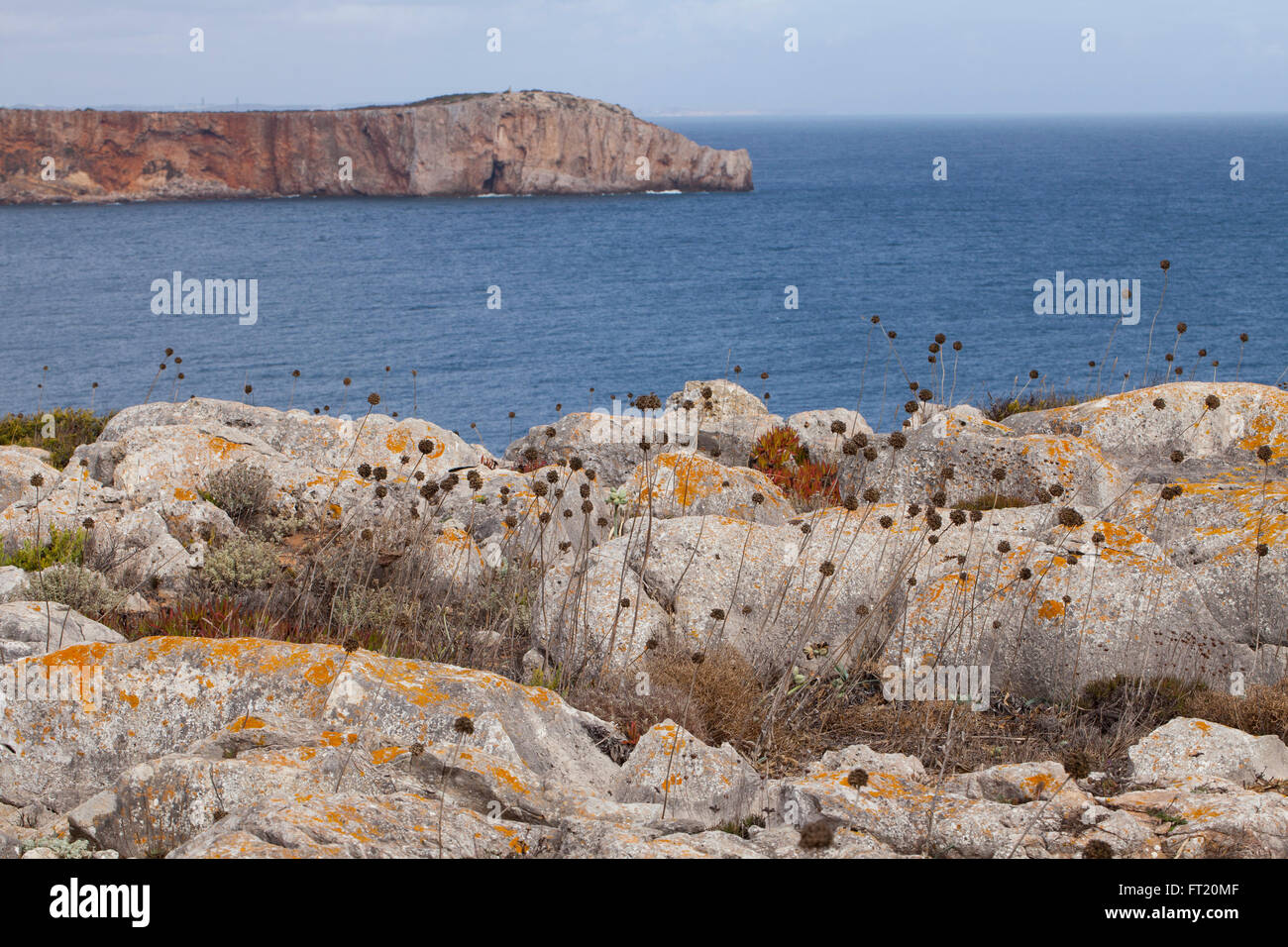 Sagres Lighthouse at Saint Vincent Cape (Cabo Sao Vicente) - most South-western point of Continental Europe, Algarve, Portugal Stock Photo