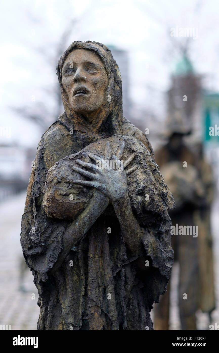 The Famine Memorial by artist Rowan Gillespie in Dublin, Republic of