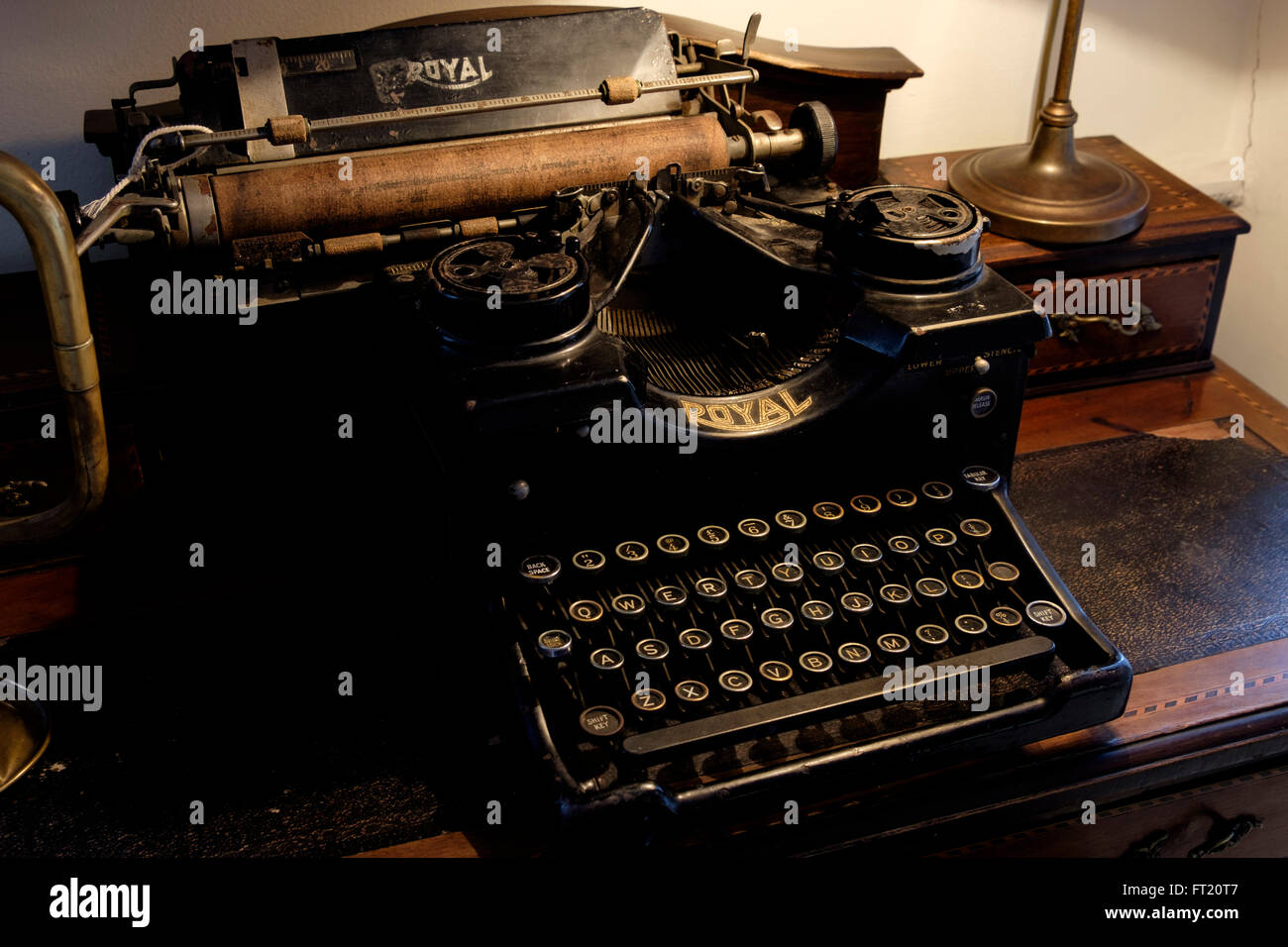 Antique Royal typewriter on a desk Stock Photo