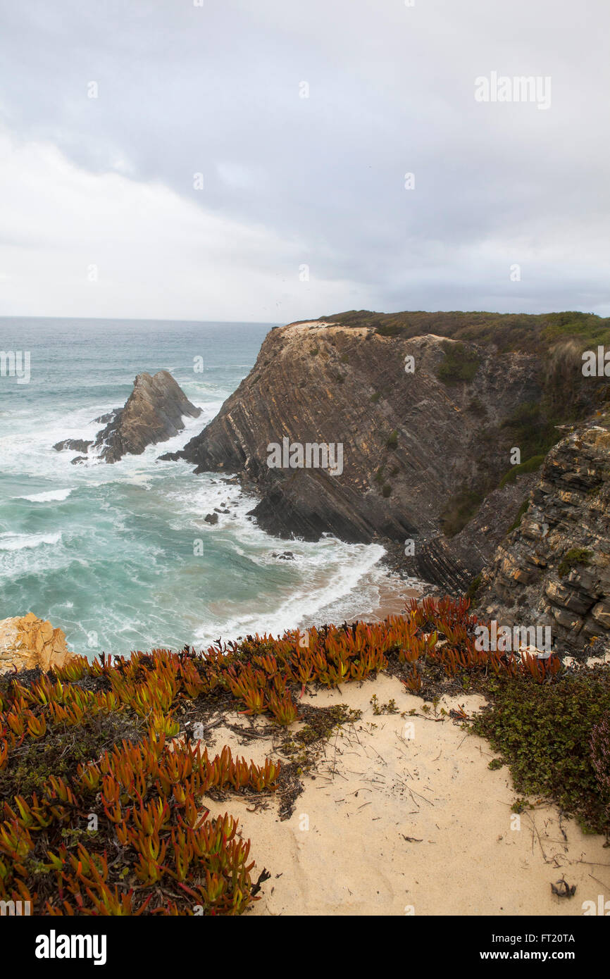 mage of wild Atlantic Ocean coast in Portugal. Stock Photo