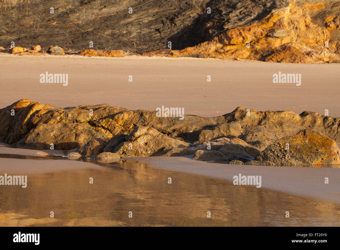 High tide in wild coast of Atlantic Ocean in Portugal. Stock Photo