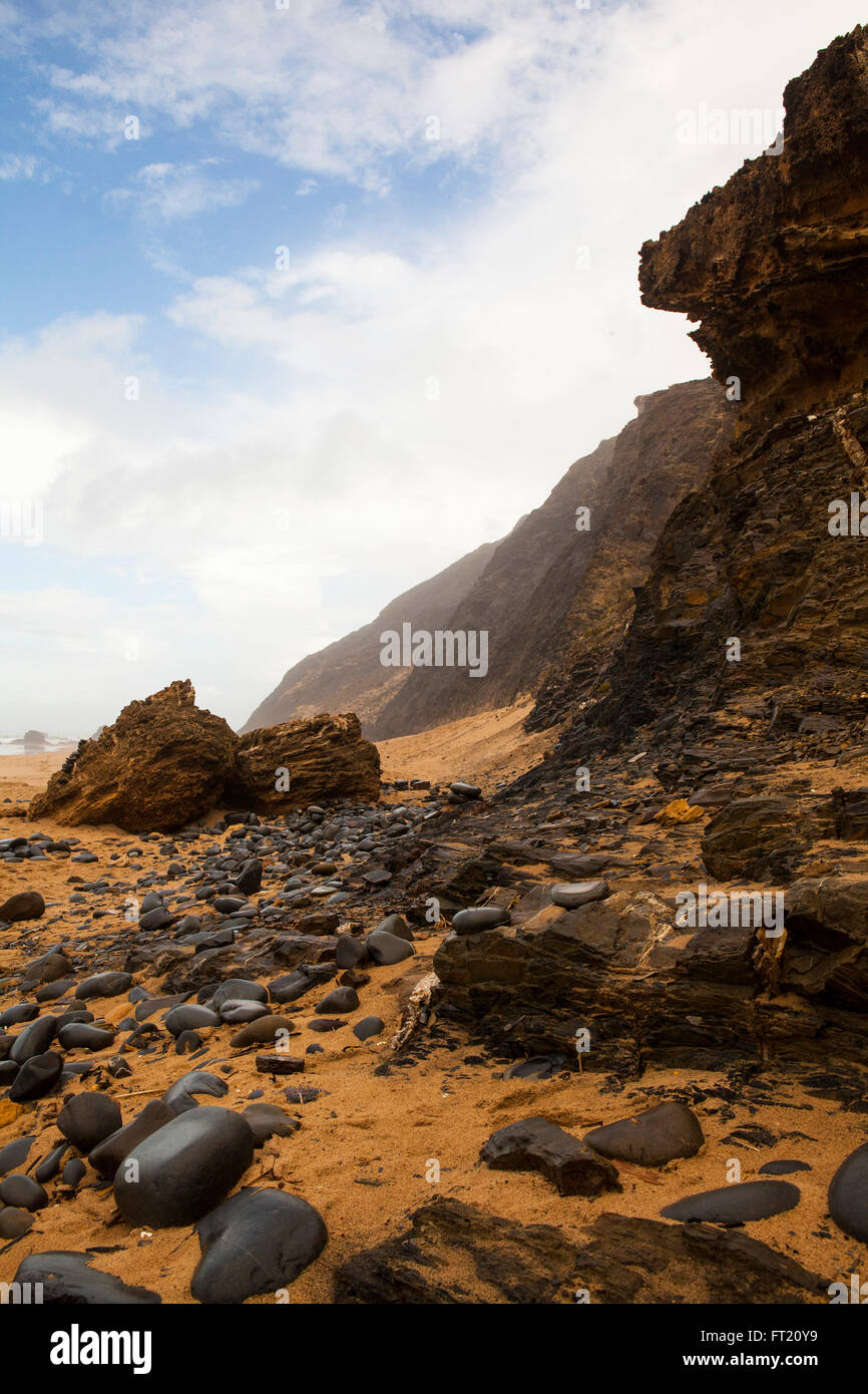 Wild Atlantic Ocean coast in Portugal. Stock Photo