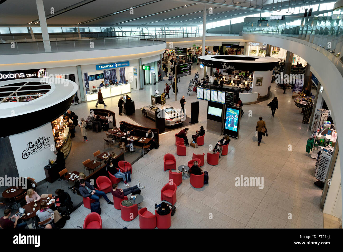 Commercial area at Dublin Airport terminal 2 in Dublin, Republic of Ireland, Europe Stock Photo