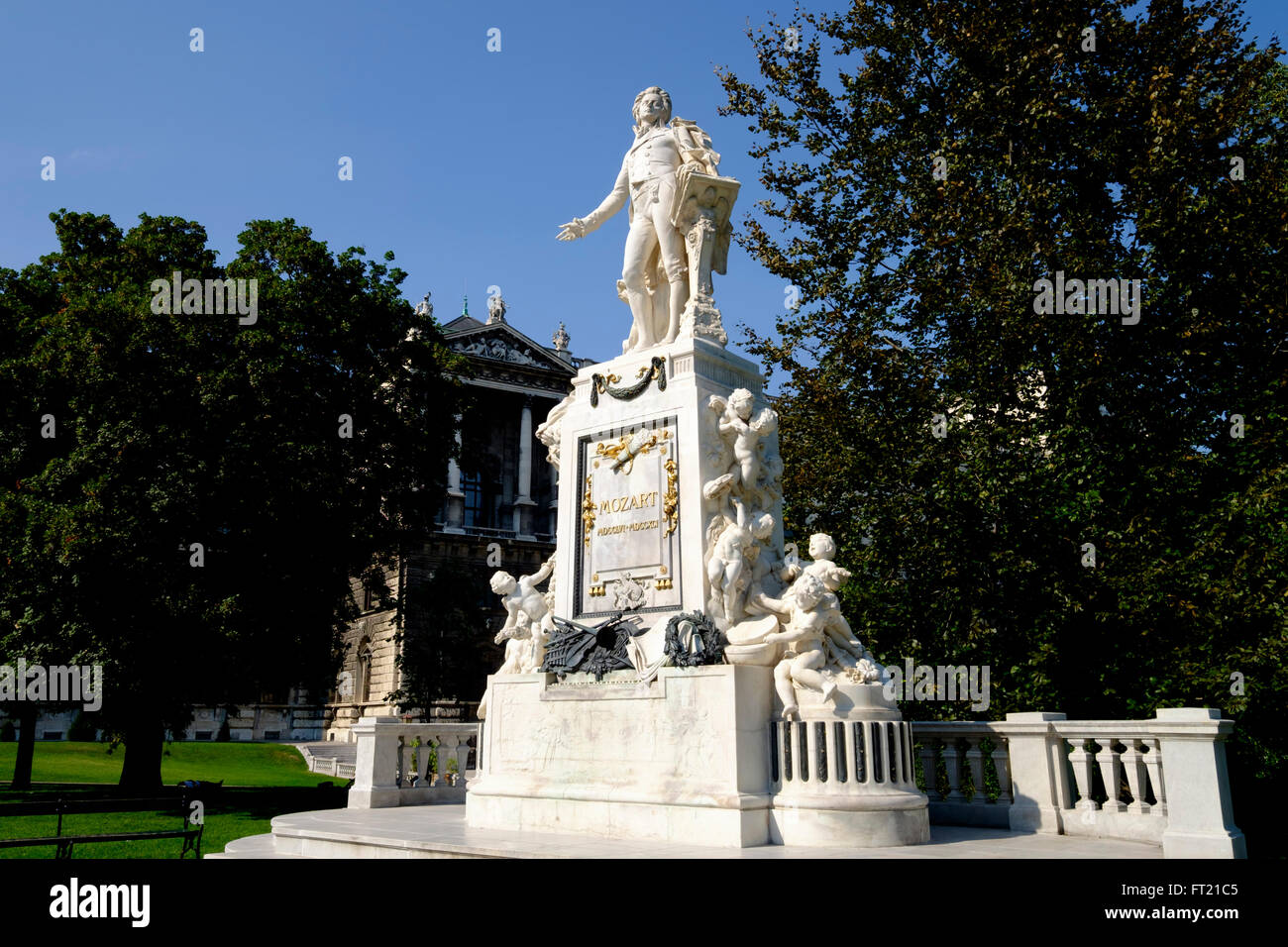 Mozart statue in Burggarten Imperial Palace Gardens, Vienna, Austria, Europe Stock Photo