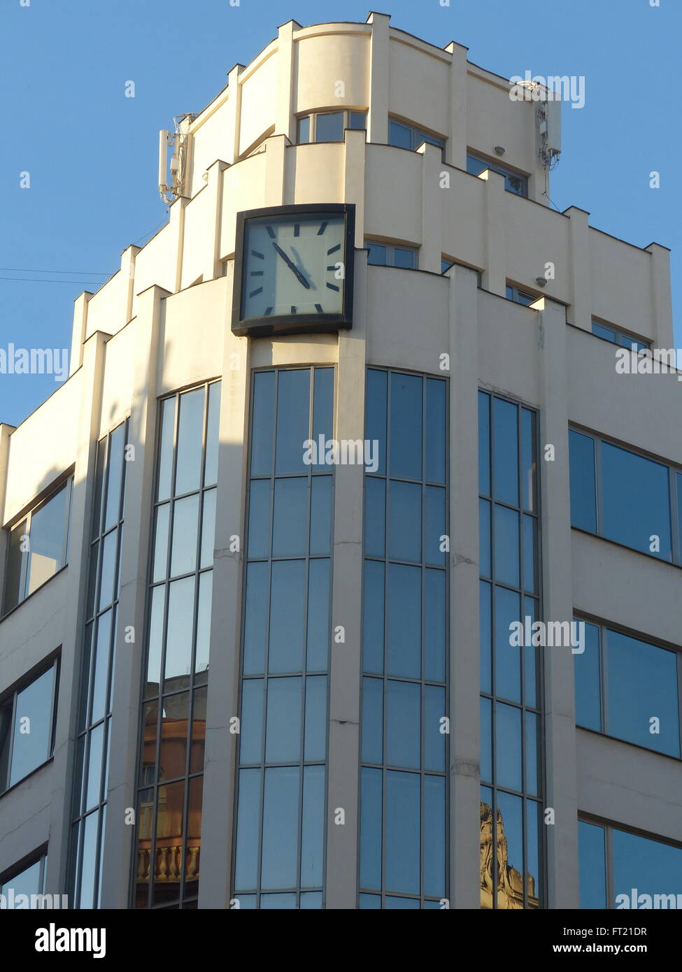 The Palac Ara is an office block in the style of Functionalism with a dose of Art Deco, the former being particularly prevalent in Czech. Stock Photo
