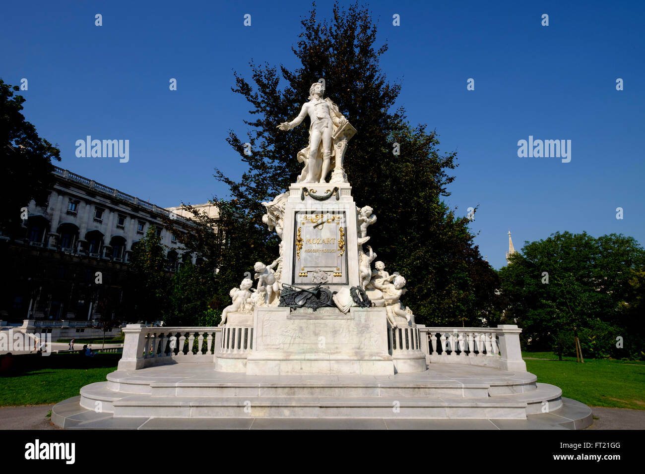 Mozart statue in Burggarten Imperial Palace Gardens, Vienna, Austria, Europe Stock Photo