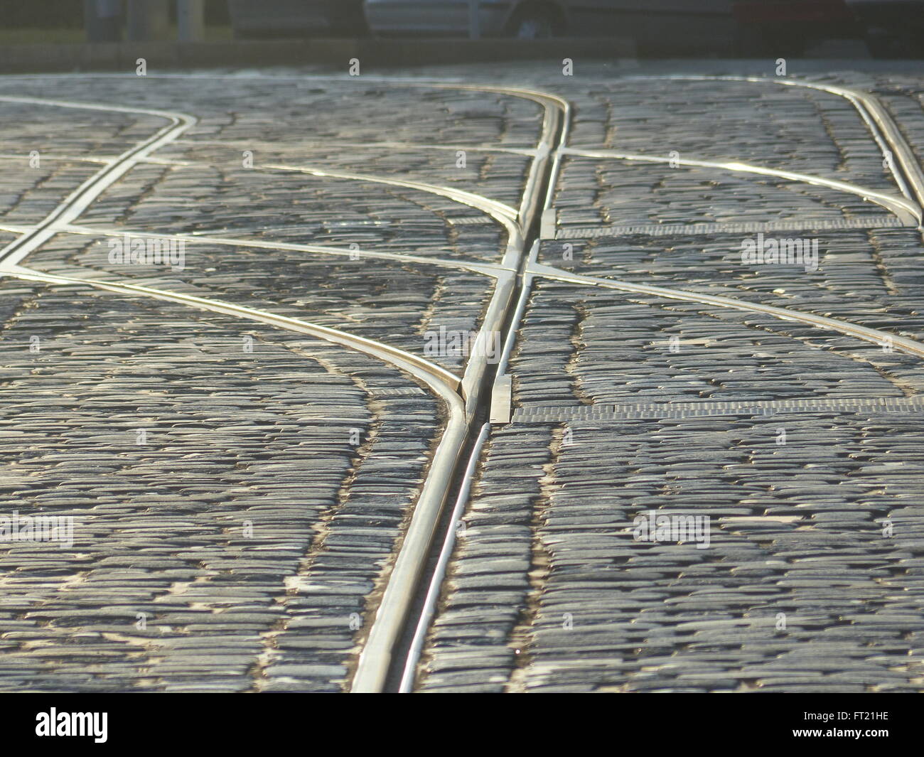 Street car tracks Stock Photo
