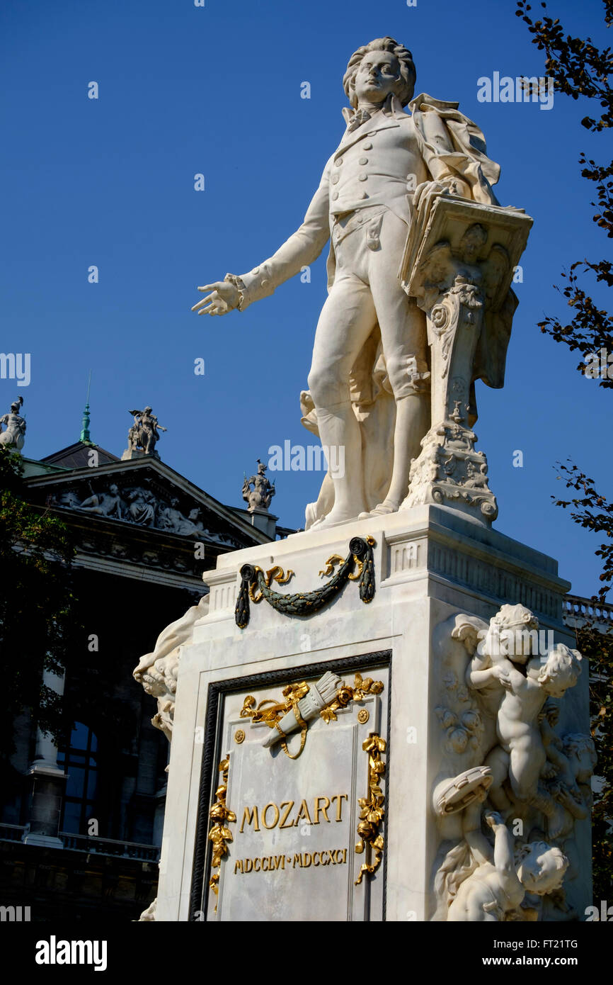 Mozart statue in Burggarten Imperial Palace Gardens, Vienna, Austria, Europe Stock Photo