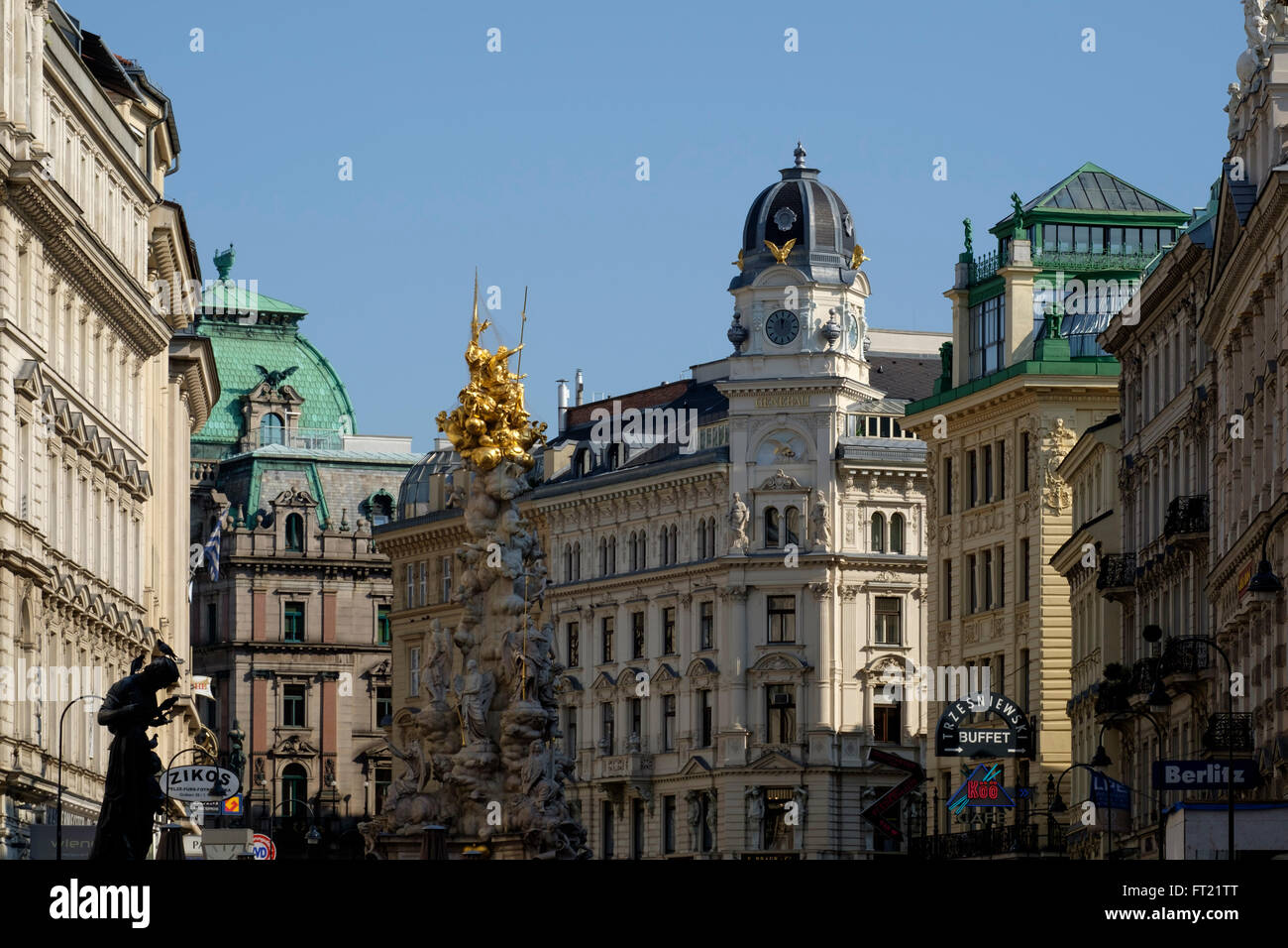 Historical buildings and Wiener Pestsäule in Graben Strasse, Vienna, Austria, Europe Stock Photo
