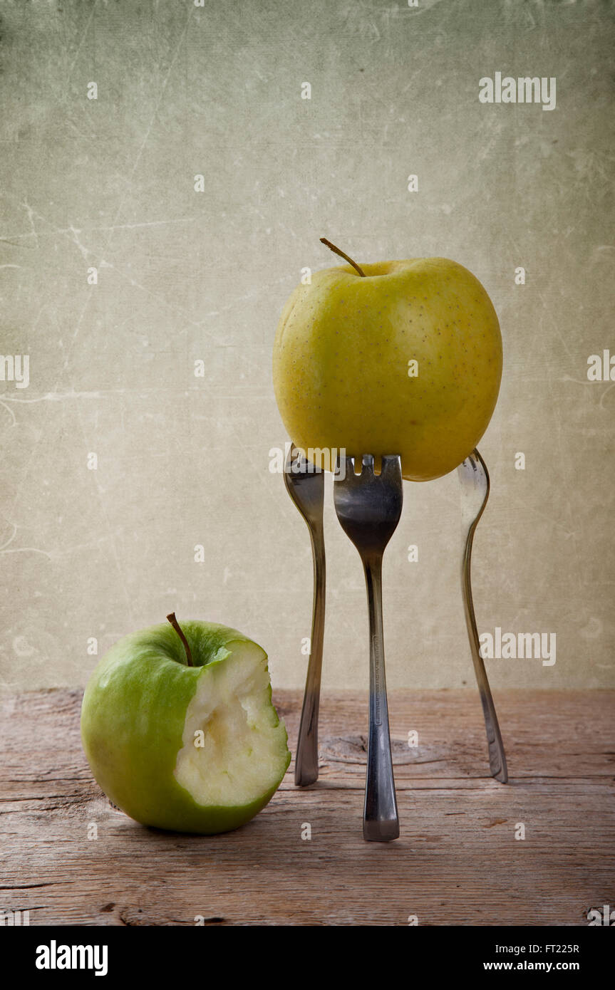 pics Simple Food Still Life Photography https www alamy com stock photo simple things still life with apple stuck on three forks 100849219 html