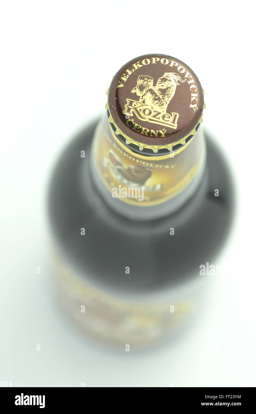 Velkopopovicky Kozel beer isolated on white background Stock Photo - Alamy