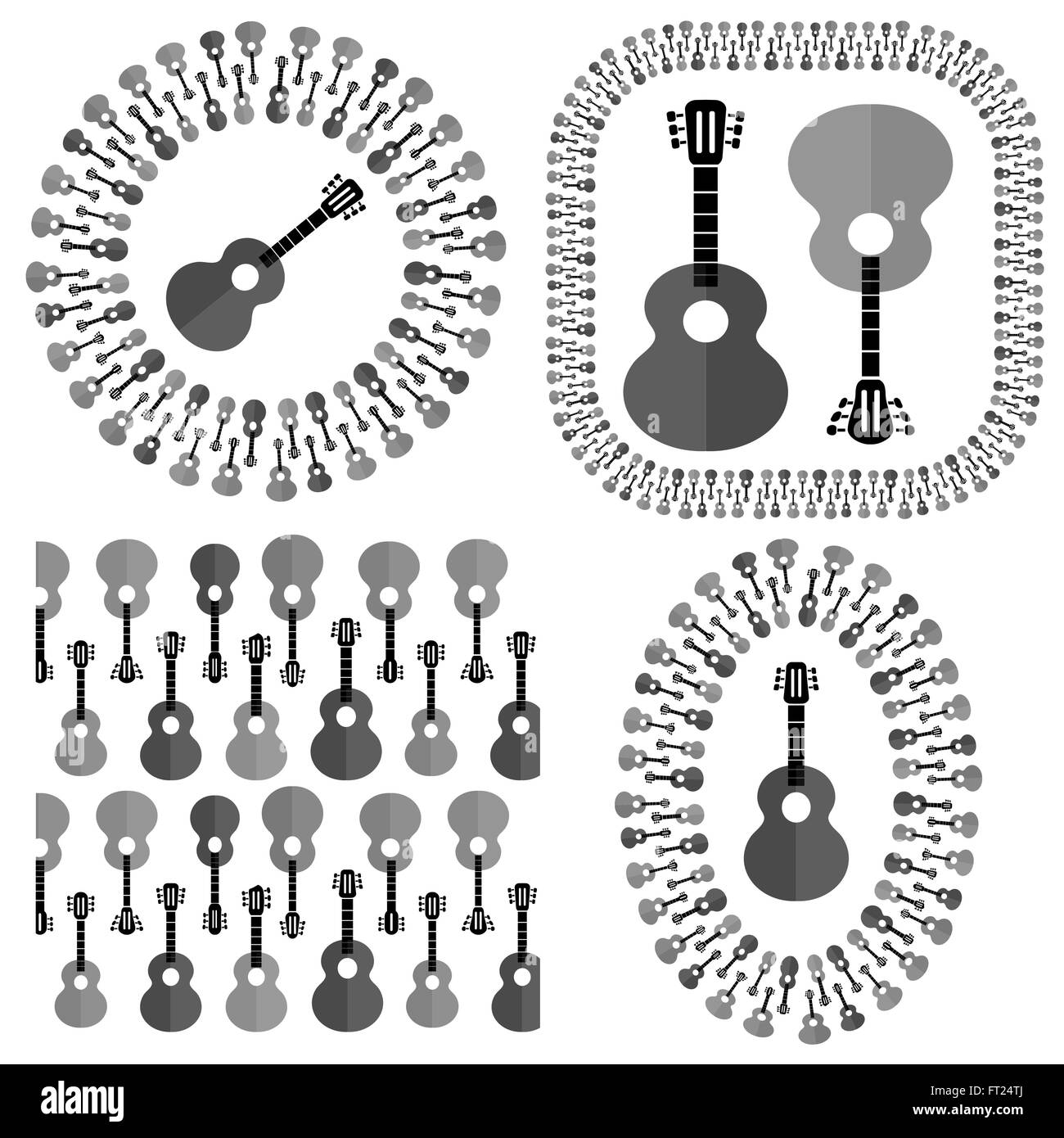 Set of Different Acoustic Guitars Silhouettes Stock Vector Image & Art ...
