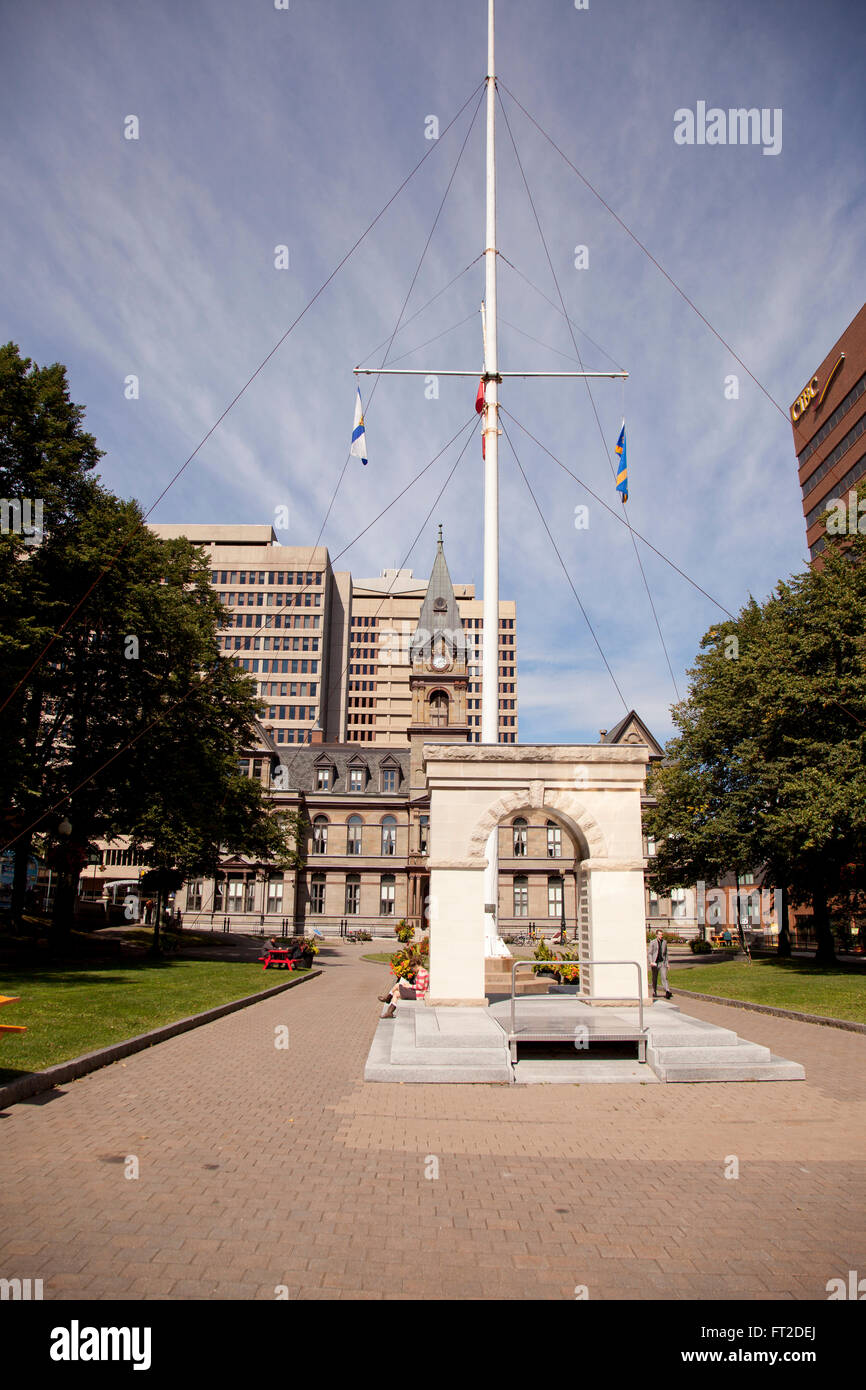 HALIFAX - SEPTEMBER 10:  Grand Parade in central Halifax exhibits the  Peace Officers Memorial arch, dedicated to fallen peace Stock Photo