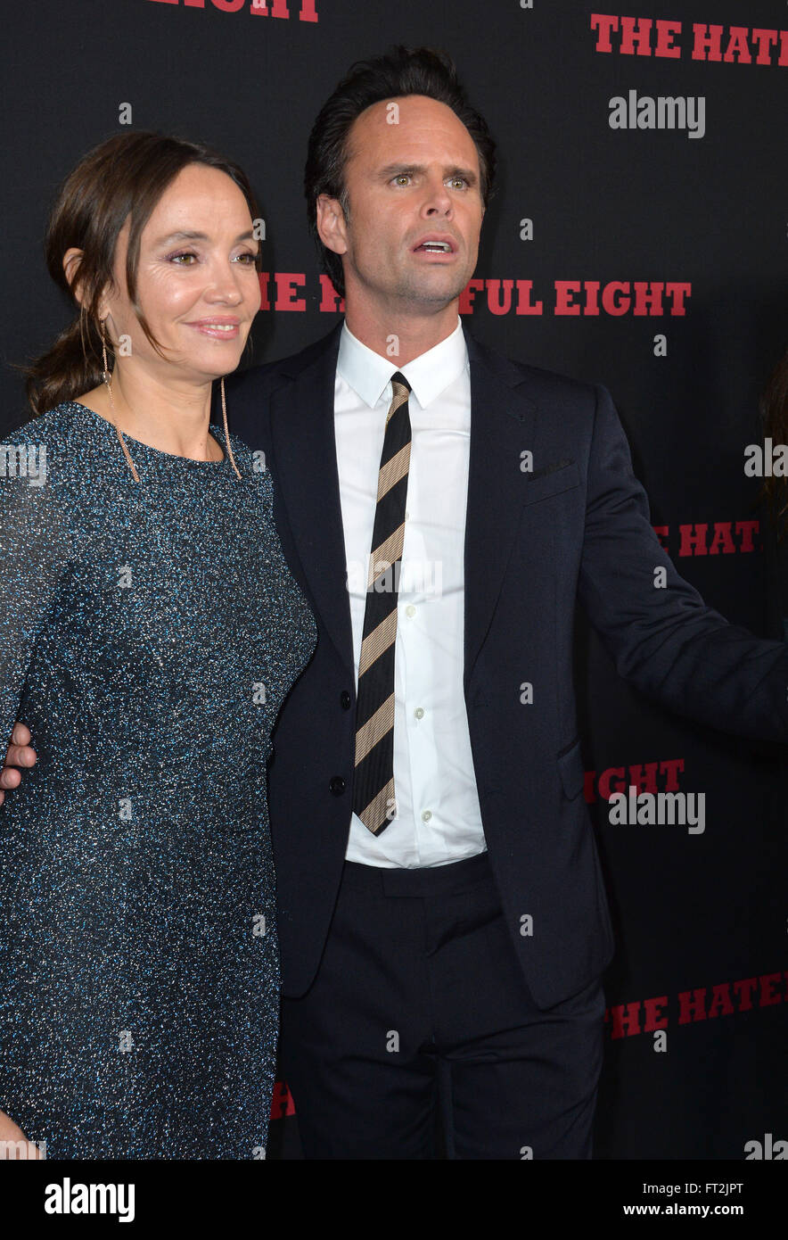 LOS ANGELES, CA - DECEMBER 7, 2015: Actor Walton Goggins & wife Nadia Conners at the world