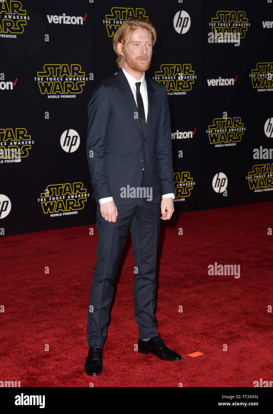 LOS ANGELES, CA - DECEMBER 14, 2015: Actor Domnhall Gleeson at the world premiere of 'Star Wars: The Force Awakens' on Hollywood Boulevard Stock Photo