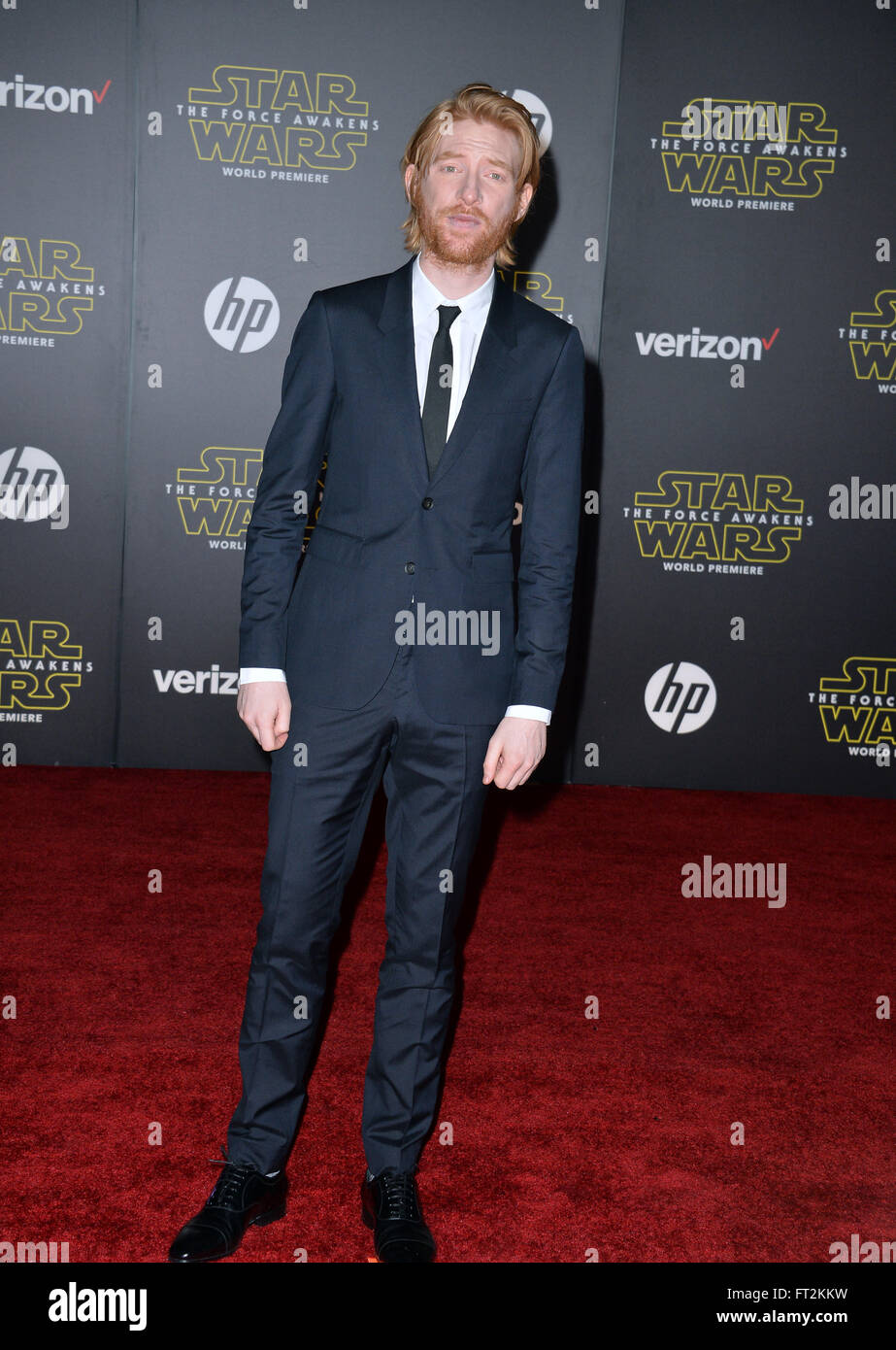 LOS ANGELES, CA - DECEMBER 14, 2015: Actor Domnhall Gleeson at the world premiere of 'Star Wars: The Force Awakens' on Hollywood Boulevard Stock Photo