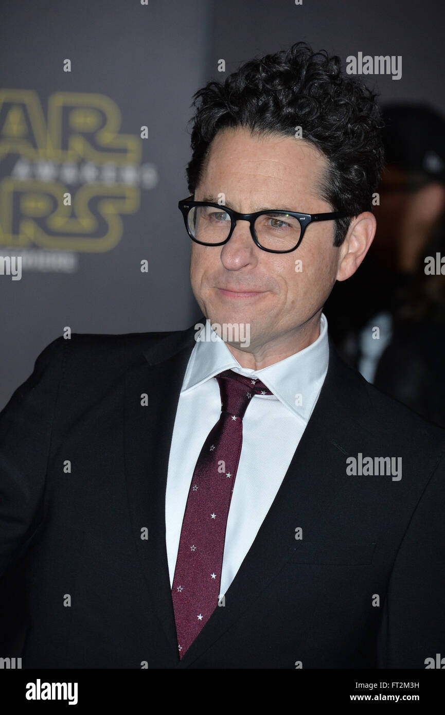 LOS ANGELES, CA - DECEMBER 14, 2015: Director J.J. Abrams at the world premiere of 'Star Wars: The Force Awakens' on Hollywood Boulevard Stock Photo