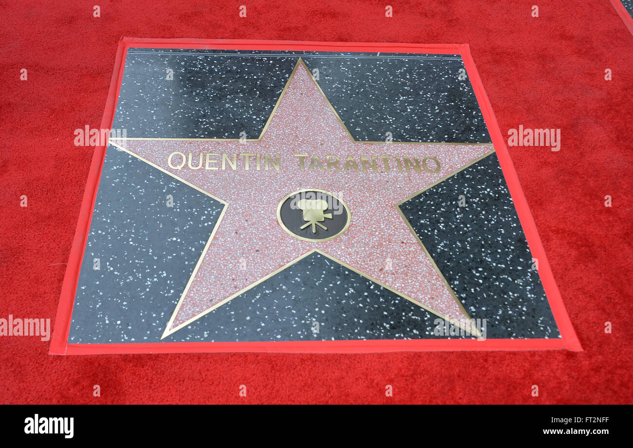 LOS ANGELES, CA - DECEMBER 21, 2015: Quentin Tarantino's star at Tarantino's Walk of Fame ceremony. EDITORIAL USE ONLY. © Jaguar Stock Photo