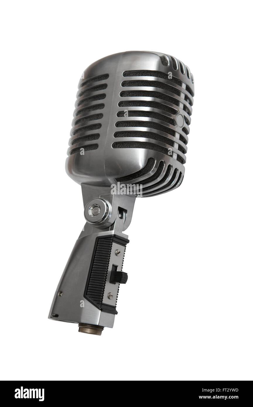 Beautiful old microphone on a white background Stock Photo