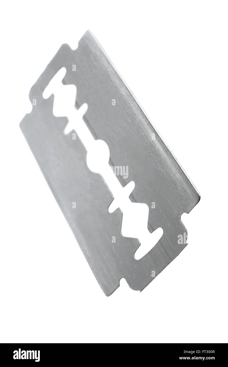 safety razor blade on a white background Stock Photo - Alamy