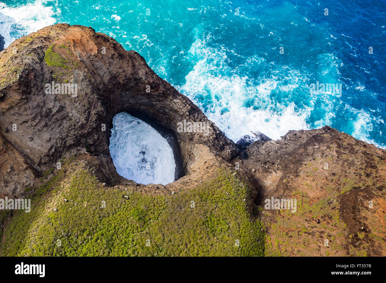 Aerial View of Na Pali Coast on Kauai island, Hawaii Stock Photo