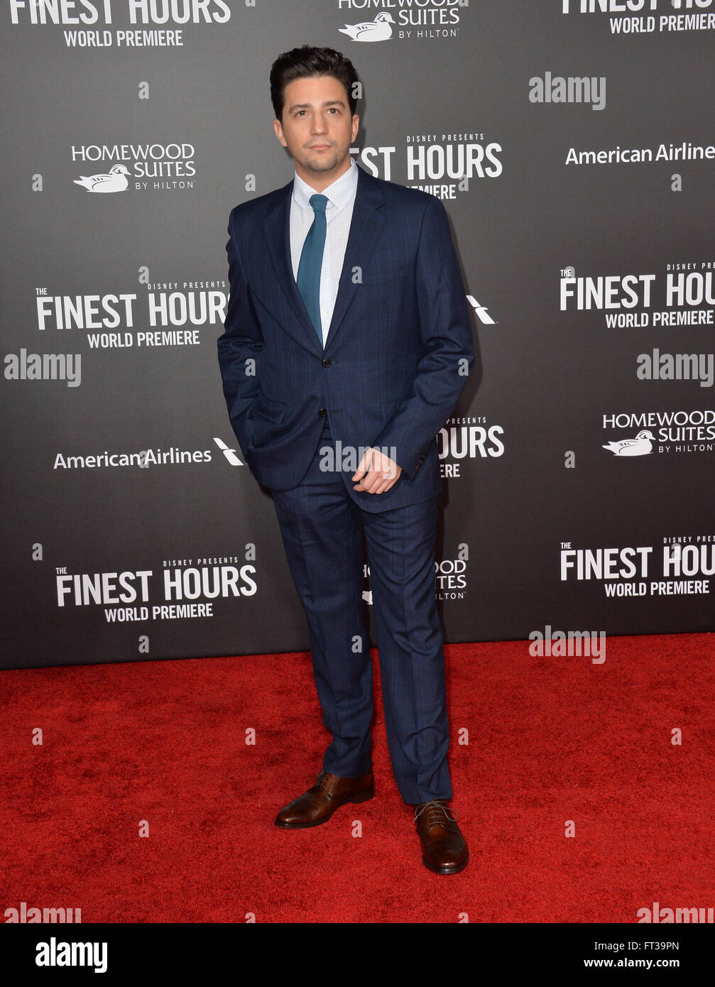 LOS ANGELES, CA - JANUARY 25, 2016: Actor John Magaro at the premiere of his movie 'The Finest Hours' at the TCL Chinese Theatre, Hollywood. Stock Photo