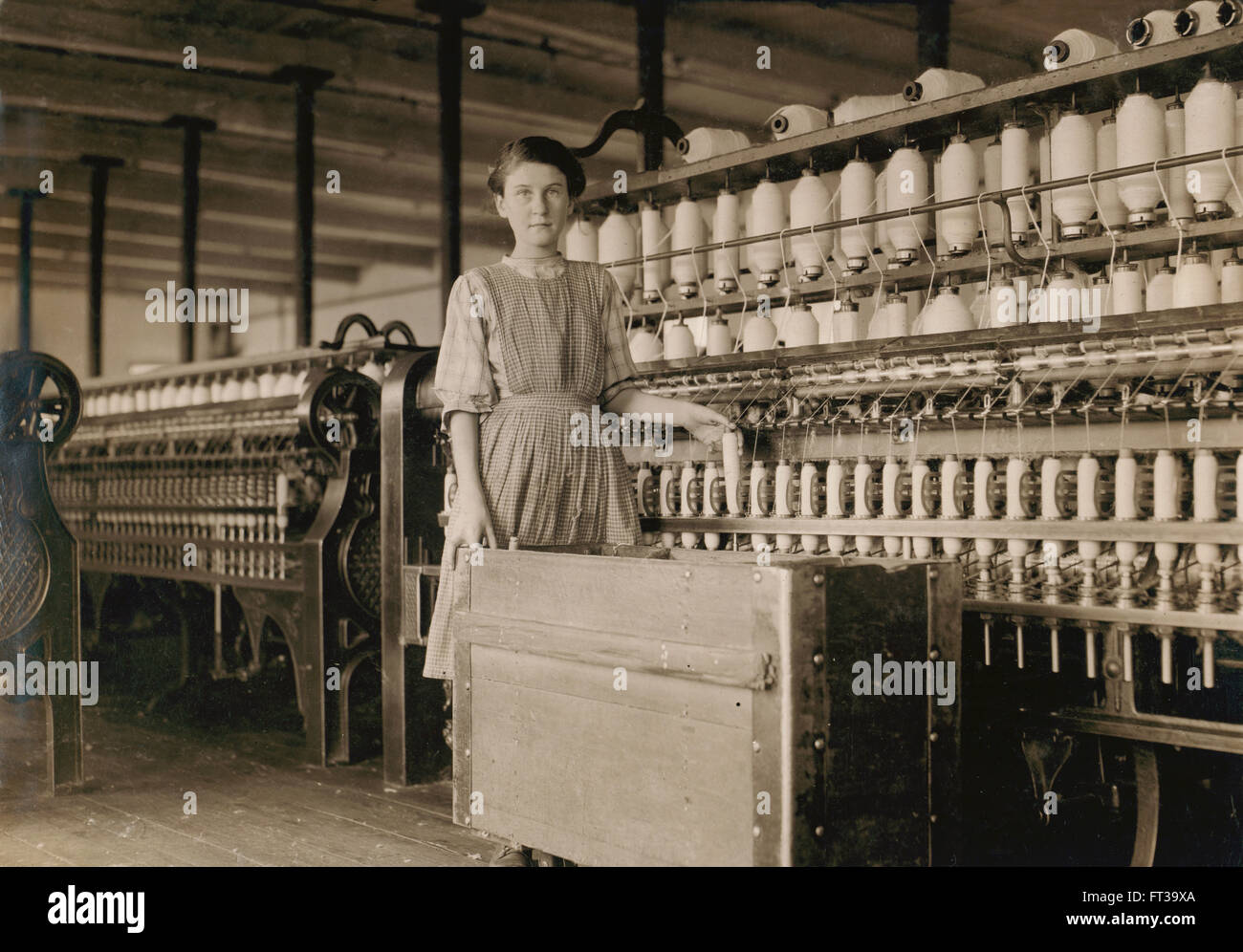 Portrait Adrienne Pagnette French Immigrant Teen Girl 1 17 Family Members Working Cotton Mill Winchendon Massachusetts USA circa 1911 Stock Photo