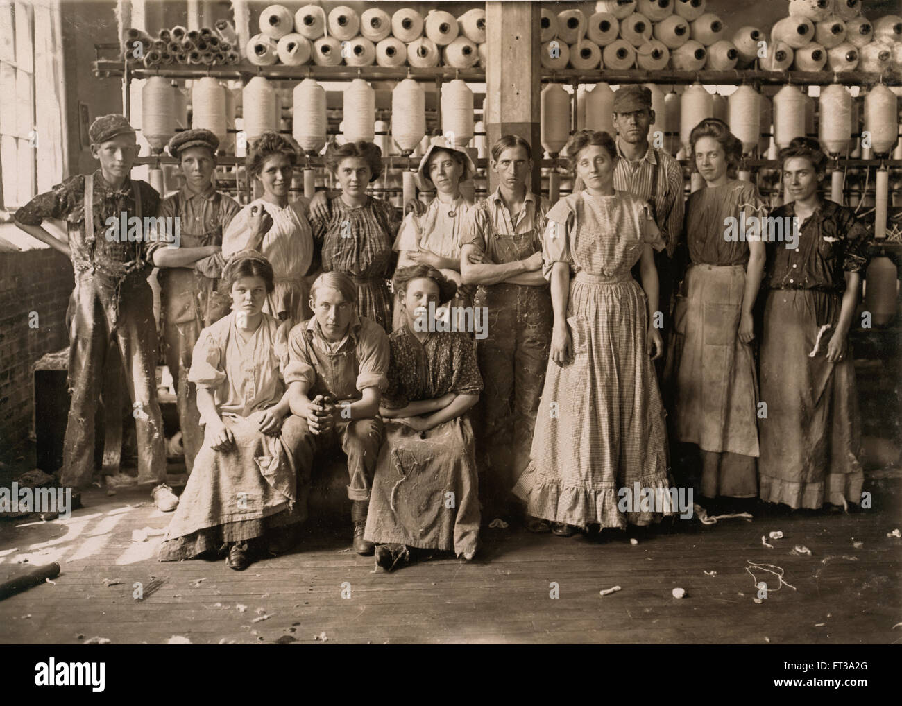 Portrait of Group of Workers in Cotton Mill, Indianapolis, Indiana, USA