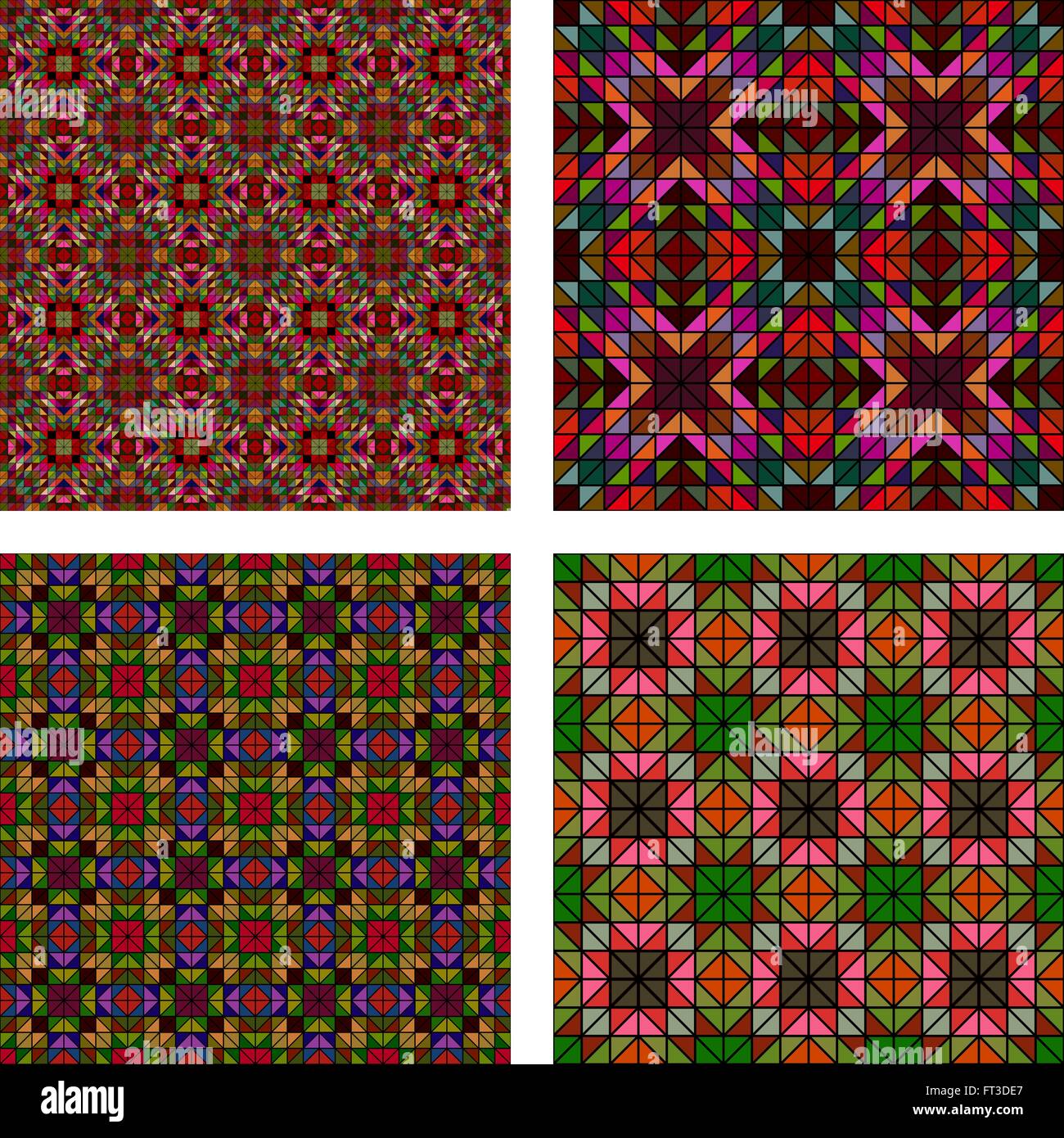 Multicolor seamless abstract mosaic pattern set Stock Vector Image ...