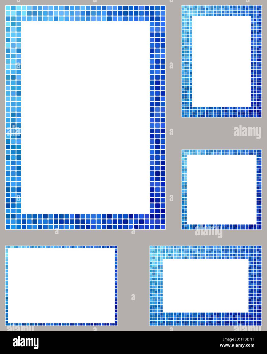 Blue pixel mosaic page border frame set Stock Vector Image & Art - Alamy