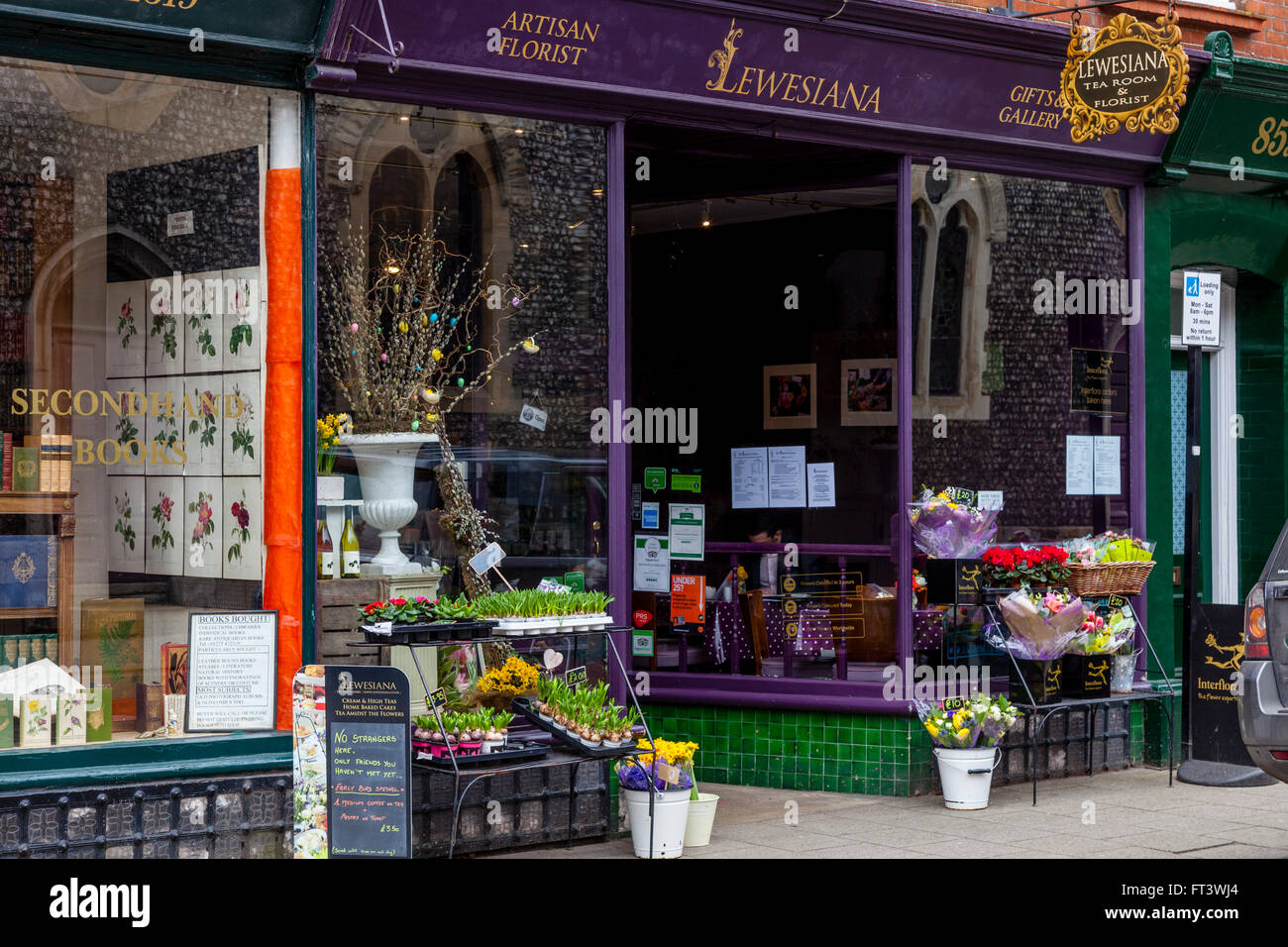 Lewesiana Florist & Cafe, High Street, Lewes, East Sussex, UK Stock