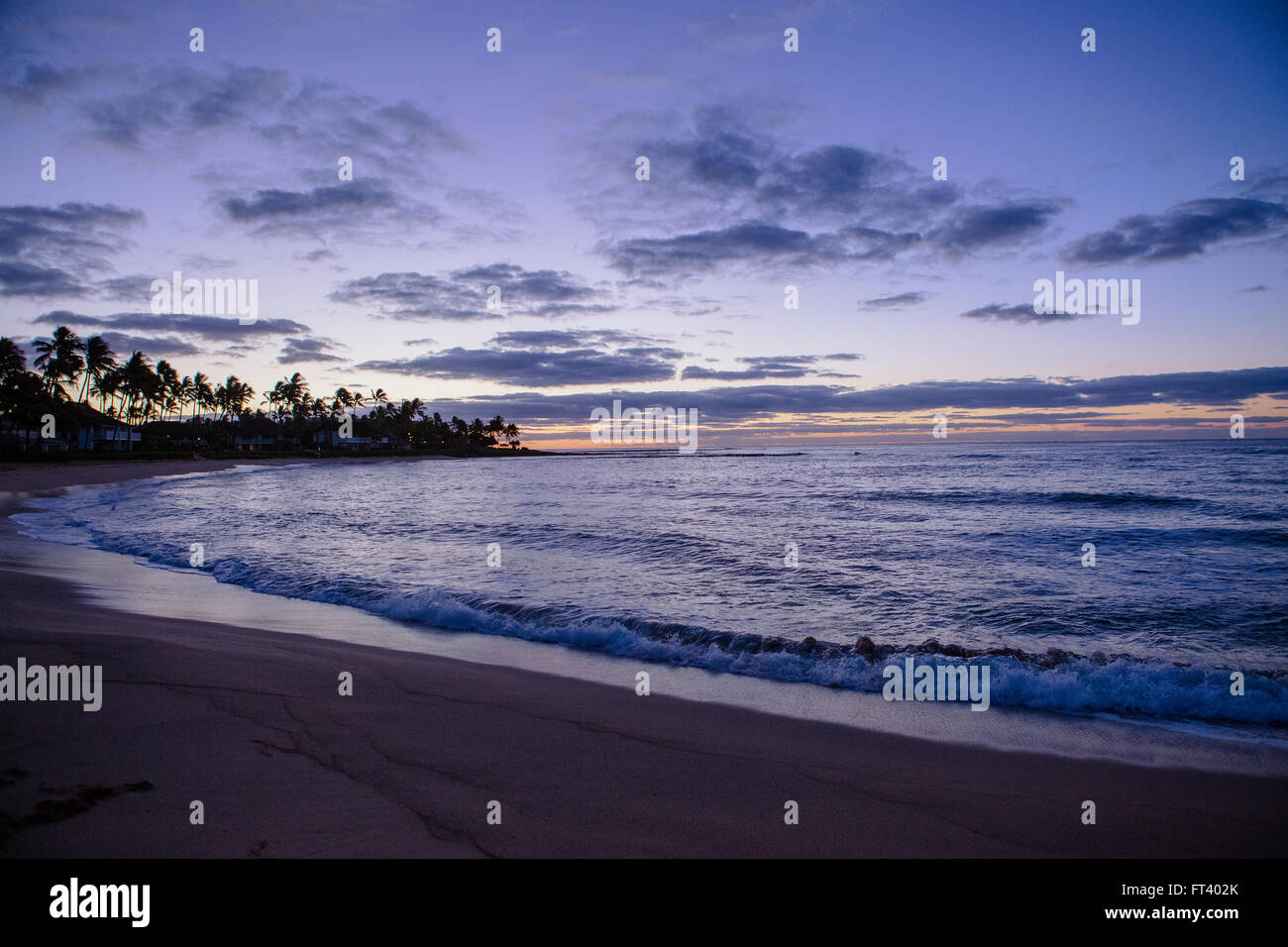 Twilight of Poipu Beach Stock Photo