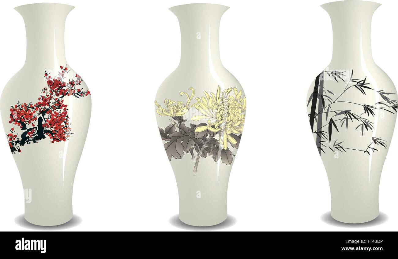 Chinese old vase Stock Vector Images - Alamy