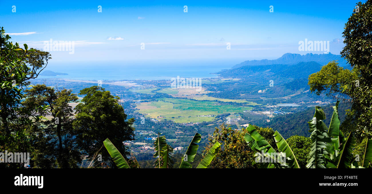 Panoramic view from Mount Raya, the highest peak on Langkawi Island ...