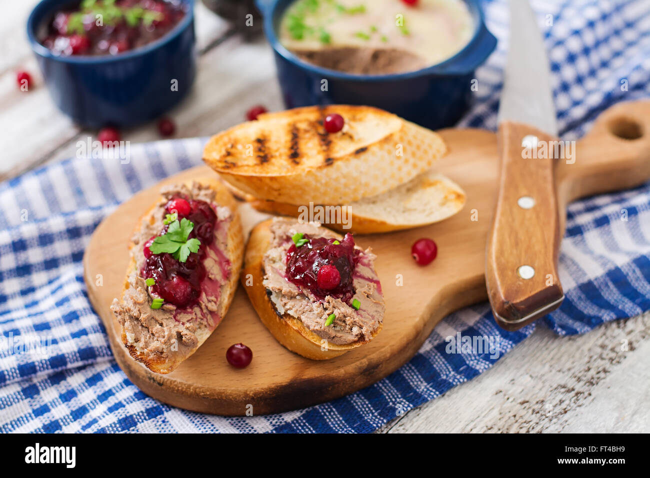 Chicken liver pate with cranberry sauce, served with croutons Stock