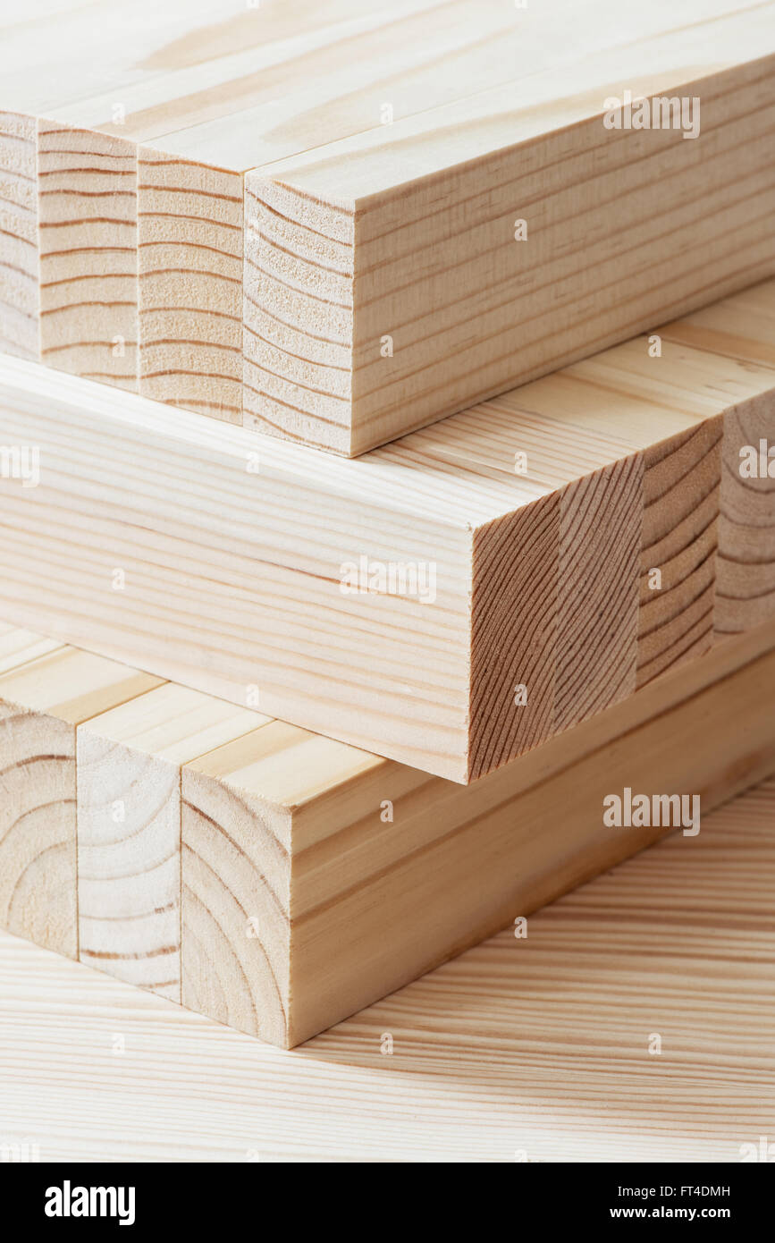 Stack of timber on the table Stock Photo