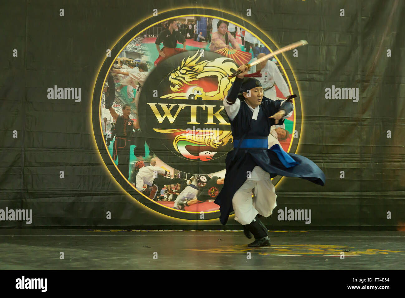 Sipalki Martial Art of Korea at the Budo Festival in Turin,Italy,managed by the WTKA, World Traditional Karaté Association Stock Photo