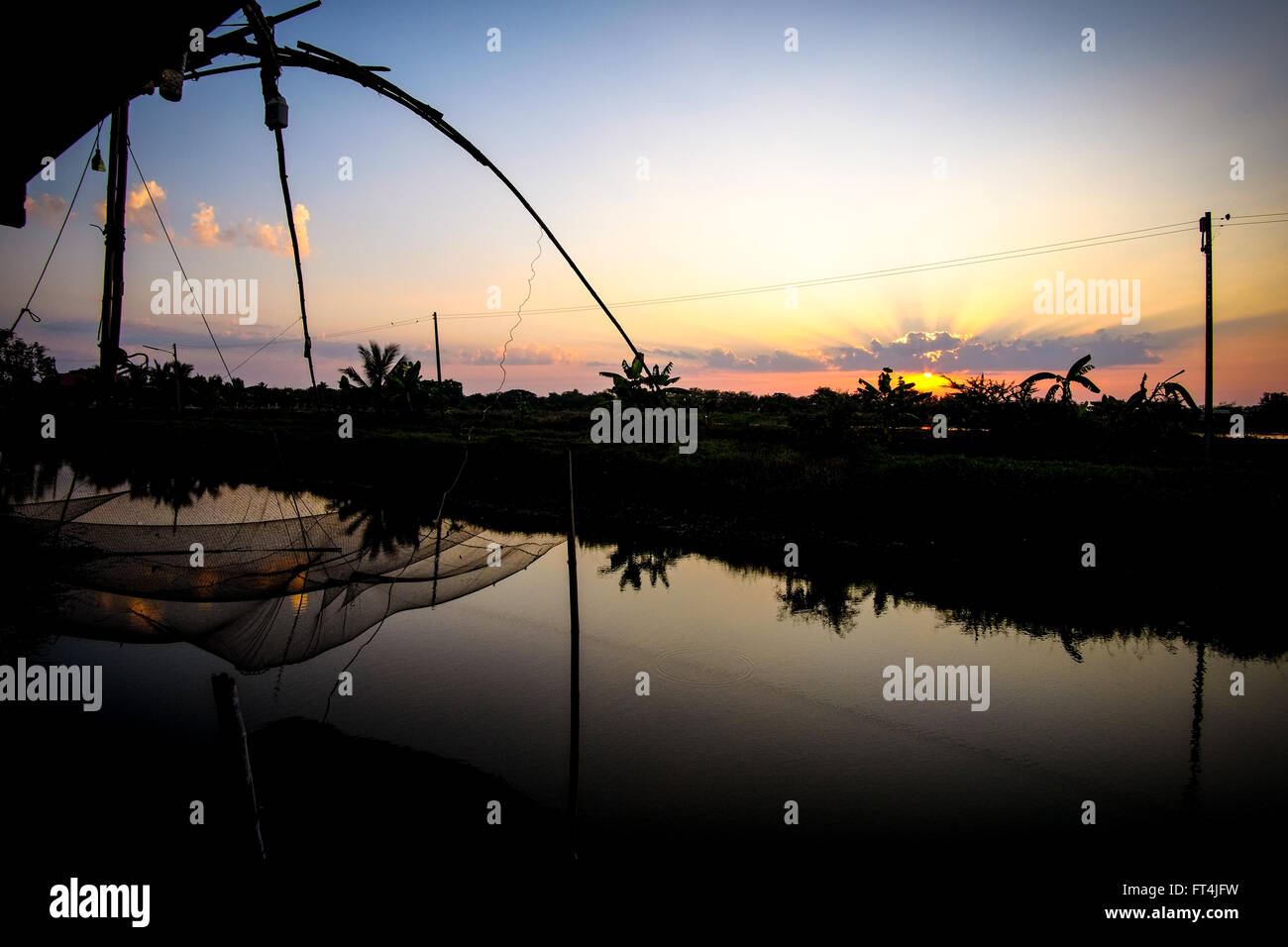 Sunrise in the paddy fields Stock Photo - Alamy