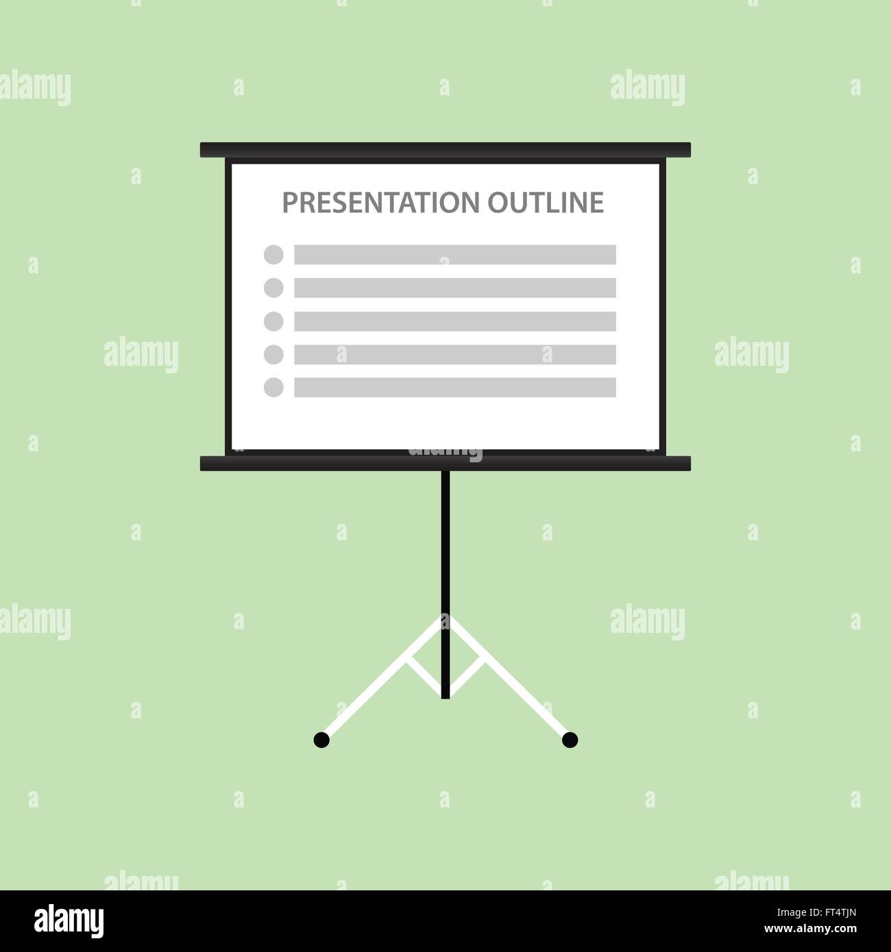 presentation board with outline list green background Stock Vector