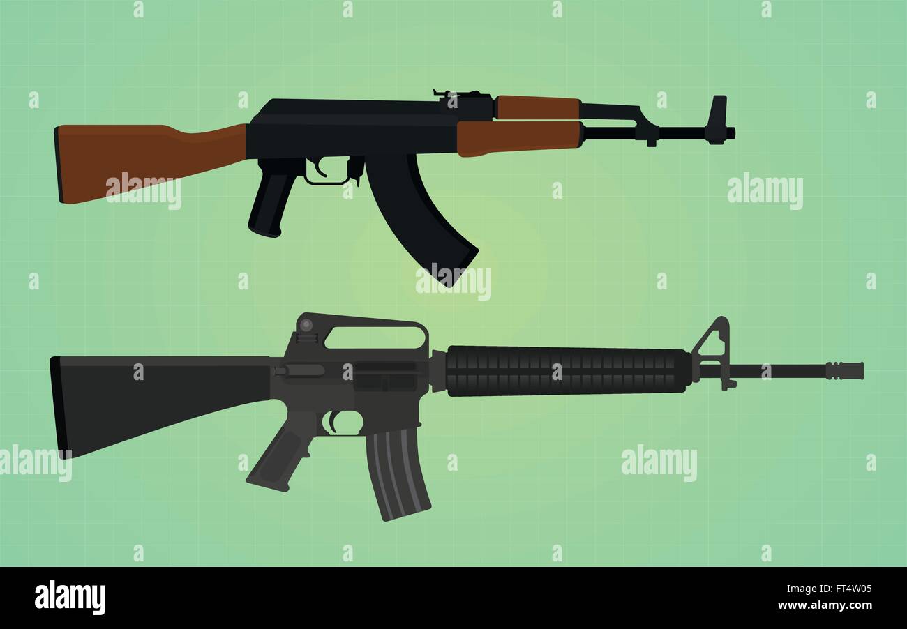 The ak 47 vs the m16 Stock Vector Images Alamy