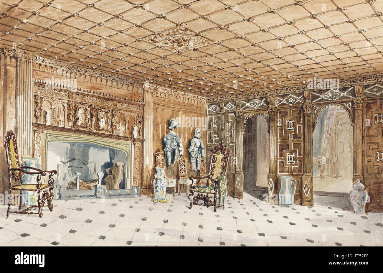 Charles James Richardson - The Entrance Hall, East Sutton Place, Kent - Cooper-Hewitt, National Design Museum Stock Photo