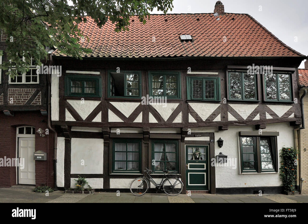 old half-timbered house near Ratsmuhle, Luneburg, Germany Stock Photo