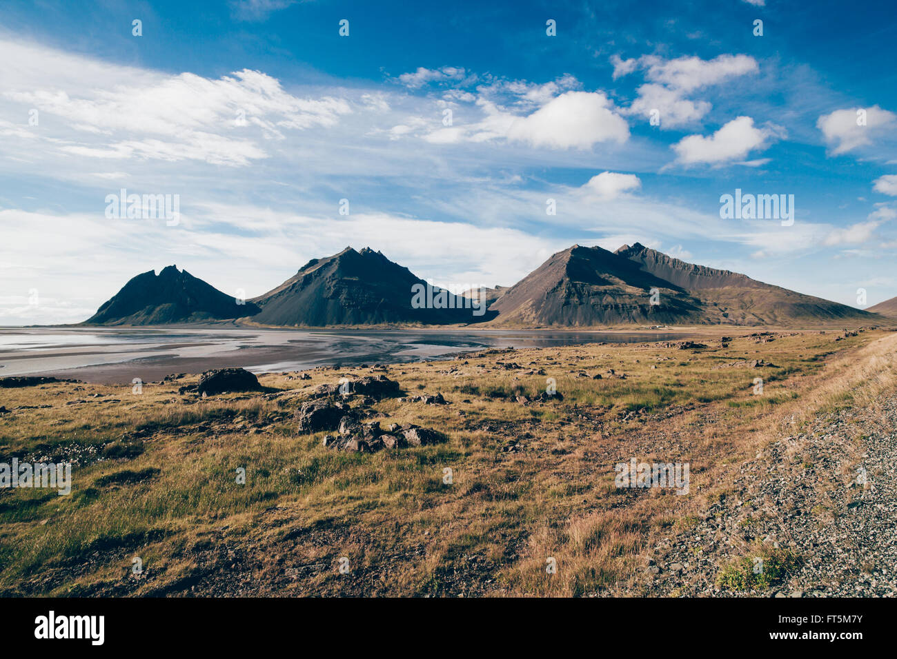 icelandic landscape with mountains Stock Photo