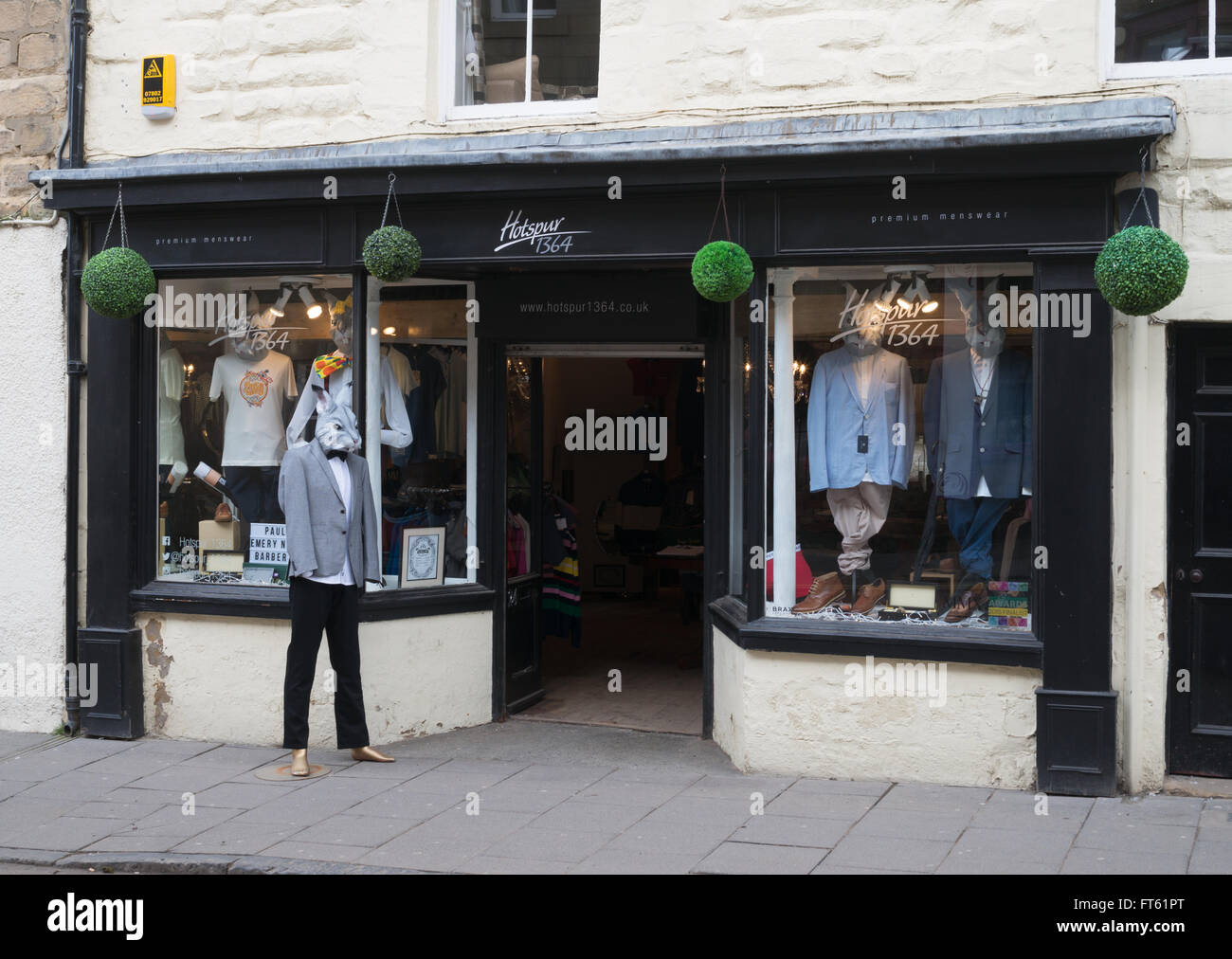 Hotspur 1364 menswear shop Alnwick, Northumberland, England, UK Stock Photo